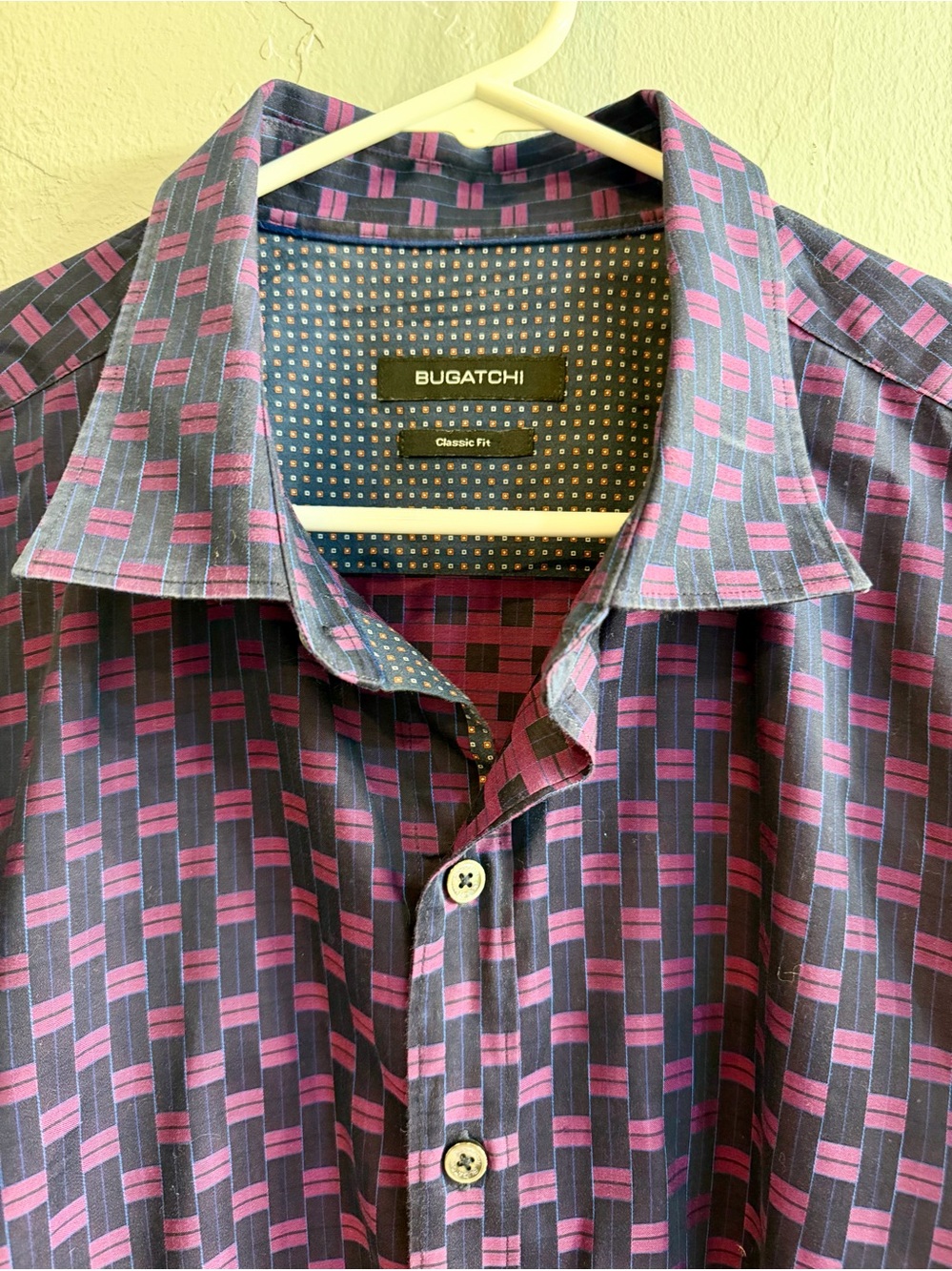 Bugatchi Purple and Magenta Geometric Button-Down Shirt